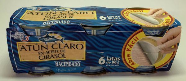 Тунец в масле Hacendado Испания 6шт 480гр